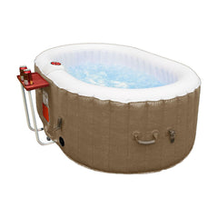 Aleko Pool & Spa 2 Person 145 Gallon Oval Inflatable Hot Tub Spa With Drink Tray and Brown and White Cover by Aleko 655222807168 HTIO2BRWH-AP 2 Person 145 Gallon Oval Inflatable Hot Tub Spa With Drink Tray and Brown and White Cover by Aleko SKU# HTIO2BRWH-AP