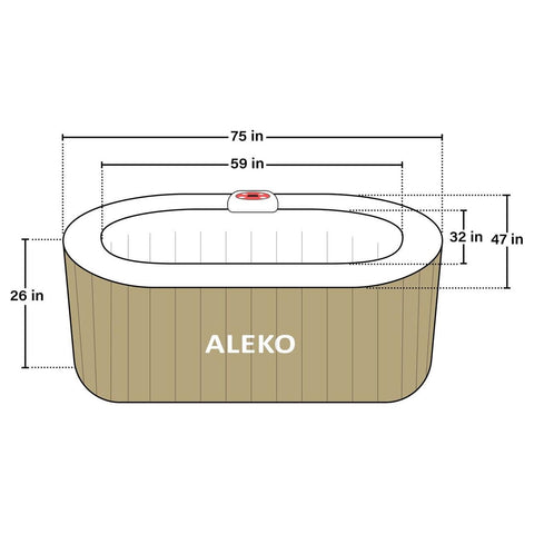 Aleko Pool & Spa 2 Person 145 Gallon Oval Inflatable Hot Tub Spa With Drink Tray and Brown and White Cover by Aleko 655222807168 HTIO2BRWH-AP 2 Person 145 Gallon Oval Inflatable Hot Tub Spa With Drink Tray and Brown and White Cover by Aleko SKU# HTIO2BRWH-AP