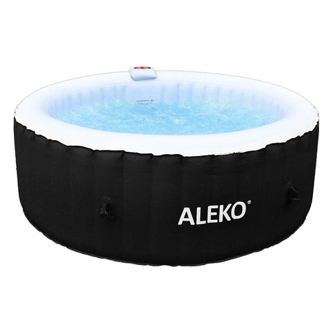 Aleko Pool & Spa 4 Person 210 Gallon Black Round Inflatable Jetted Hot Tub Spa With Cover by Aleko 781880282679 HTIR4WHBK-AP 4 Person 210 Gallon Black Round Jetted Hot Tub w/ Cover HTIR4WHBK-AP