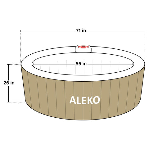 Aleko Pool & Spa 4 Person 210 Gallon Round Inflatable Hot Tub Spa With Brown and White Cover by Aleko 703980257807 HTIR4BRW-AP 4 Person 210 Gallon Round Inflatable Tub Spa Cover Aleko  HTIR4BRW-AP