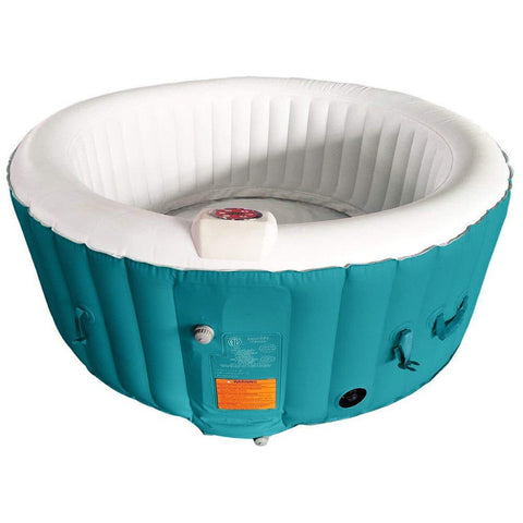 Aleko Pool & Spa 4 Person 210 Gallon Round Inflatable Light Blue Hot Tub Spa With White Cover by Aleko HTIR4GRW-AP 4 Person 210 Gallon Round Inflatable Light Blue Hot Tub Spa with Cover