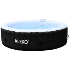 Aleko Pool & Spa 6 Person 265 Gallon Round Inflatable Black and White Hot Tub Spa With Cover by Aleko 781880276203 HTIR6BKW-AP 6 Person 265 Gallon Round Inflatable Black White Hot Tub HTIR6BKW-AP