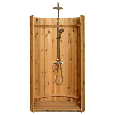 Aleko Sauna Accessories Ellipse Curved Rinse Outdoor Shower by Aleko 703980261798 SHCEDRUSTIC-AP