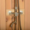 Image of Aleko Sauna Accessories Ellipse Curved Rinse Outdoor Shower by Aleko 703980261798 SHCEDRUSTIC-AP