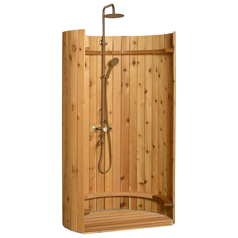 Aleko Sauna Accessories Ellipse Curved Rinse Outdoor Shower by Aleko 703980261798 SHCEDRUSTIC-AP
