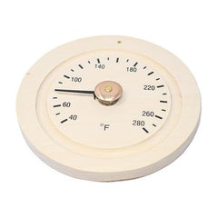 Round Pine Wood Sauna Thermometer Gage in Fahrenheit by Aleko