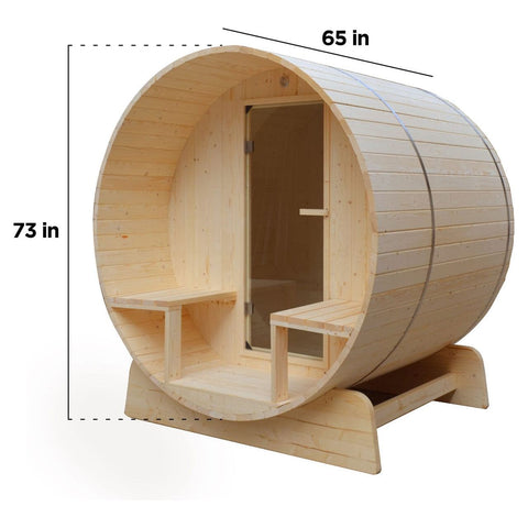 Aleko Saunas 3-5 Person 4.5 kW ETL Certified Outdoor or Indoor White Finland Pine Bitumen Shingle Roofing  Wet Dry Barrel Sauna by Aleko 649870025081 SB5PINECP-AP 3-5 Person 4.5kW ETL Finland Pine Bitumen Shingle Roofing Barrel Sauna