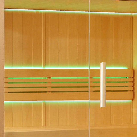 Aleko Saunas 4 Person Canadian Hemlock Indoor Wet Dry Sauna with LED Lights 4.5 kW ETL Certified Heater by Aleko 703980258491 STHE4INNY-AP 4 Person Canadian Hemlock Indoor Wet Dry Sauna with LED Lights 