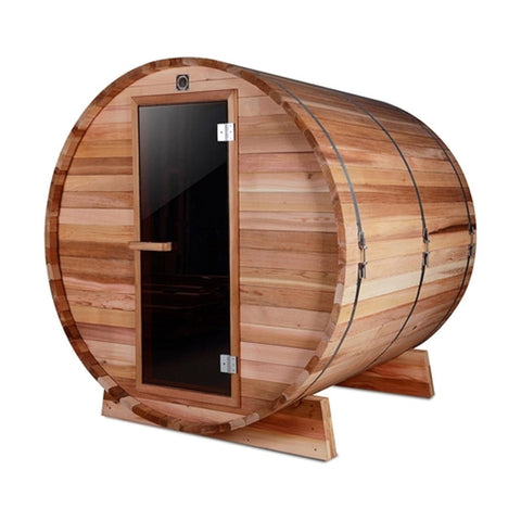 Aleko Saunas 4 Person Outdoor and Indoor Rustic Western Red Cedar Barrel Sauna ETL Certified Heater by Aleko 781880261087 SB4CEDAR-AP 4 Person Outdoor and Indoor Rustic Western Red Cedar Barrel Sauna ETL