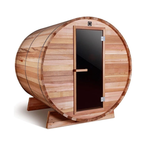 Aleko Saunas 4 Person Outdoor and Indoor Rustic Western Red Cedar Barrel Sauna ETL Certified Heater by Aleko 781880261087 SB4CEDAR-AP 4 Person Outdoor and Indoor Rustic Western Red Cedar Barrel Sauna ETL