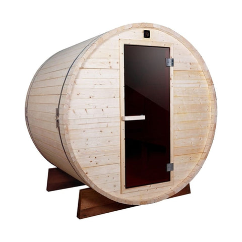 Aleko Saunas 4 Person Outdoor and Indoor White Pine Barrel Sauna 4.5 kW ETL Certified Heater by Aleko 781880261094 SB4PINE-AP 4 Person Outdoor/Indoor Pine Barrel Sauna 4.5 kW ETL Certified Heater