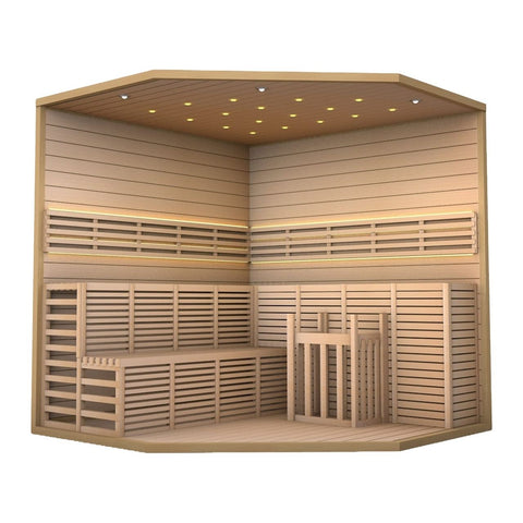 Aleko Saunas 5 to 6 Person Canadian Hemlock Indoor Wet Dry Sauna 6 kW ETL Certified Heater by Aleko 649870027726 SEA5JIU-AP 5 to 6 Person Canadian Hemlock Indoor Wet Dry Sauna 6 kW ETL Heater