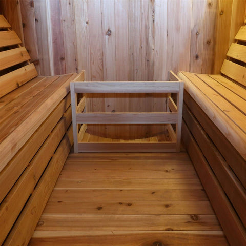 Aleko Saunas 6 Person 6 kW Harvia KIP Heater Outdoor Rustic Cedar Barrel Steam Sauna Front Porch Canopy by Aleko 781880253785 SB6CED-AP 6 Person 6 kW Harvia KIP Outdoor Rustic Cedar Barrel Sauna by Aleko