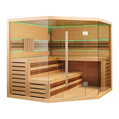 Aleko Saunas 6 Person Canadian Hemlock Indoor Wet Dry Sauna with LED Lights 6 kW ETL Certified Heater by Aleko 781880276081 STHE6GLEN-AP 6 Person Canadian Hemlock Indoor Wet Dry Sauna with LED Lights 