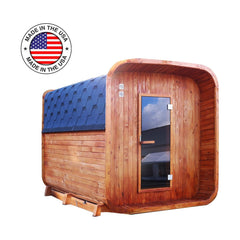 Aleko Saunas 8-10 Person Capacity Hemlock Mobile Outdoor Sauna with Trailer by Aleko 703980261361 HEMSAUNATR-AP 8-10 Person Capacity Hemlock Mobile Outdoor Sauna w/ Trailer by Aleko