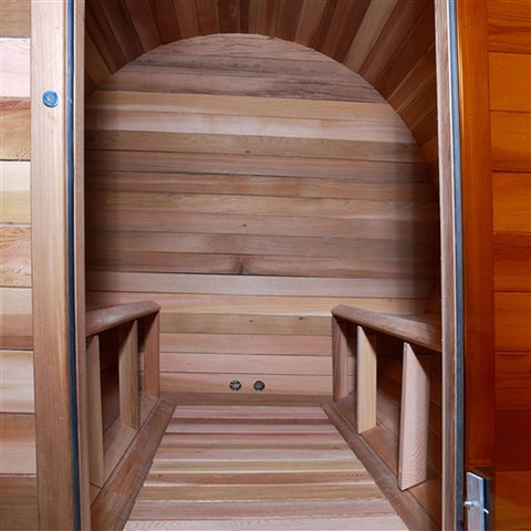 Aleko Saunas 8 Person Outdoor or Indoor Western Red Cedar Wet Dry Barrel Sauna Front Porch Canopy 9 kW ETL Certified Heater by Aleko 781880254645 SB8CEDARCP-AP 8 Person Outdoor or Indoor Western Red Cedar Wet Dry Barrel Sauna 