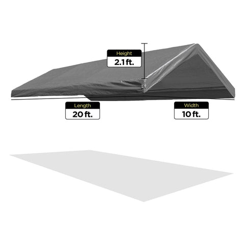 Aleko Sheds, Garages & Carports 10 x 20 Feet Gray Weather Resistant Polyethylene Replacement Roof Fabric for Carport by Aleko 781880208242 CPRF1020GR-AP 10x20Ft Gray Weather Resistant Polyethylene Replacement Roof Fabric