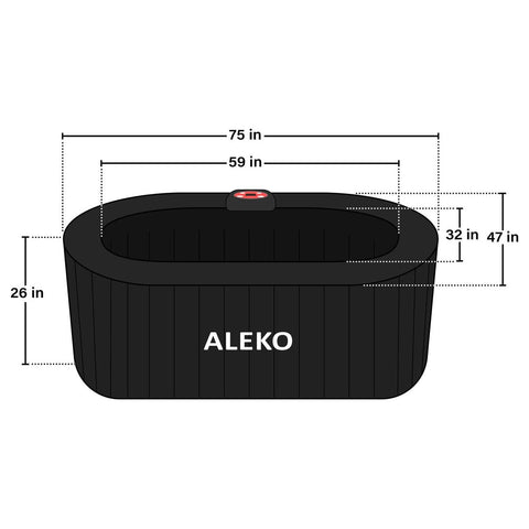 Aleko Spas 2 Person 145 Gallon Black Oval Inflatable Hot Tub Spa With Drink Tray and Cover by Aleko 655222807175 HTIO2BKBK-AP 2 Person 145 Gallon Oval Inflatable Hot Tub Spa w/ Drink Tray & Cover