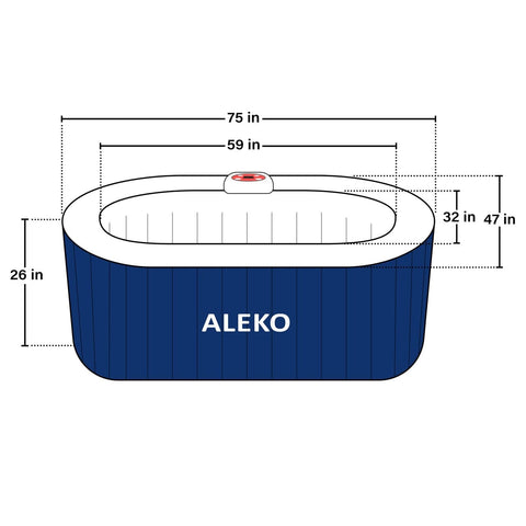 Aleko Spas 2 Person 145 Gallon Oval Inflatable Hot Tub Spa With Drink Tray and Dark Blue Cover by Aleko 655222803979 HTIO2BLD-AP 2 Person 145 Gallon Oval Inflatable Hot Tub Spa With Drink Tray and Dark Blue Cover by Aleko SKU# HTIO2BLD-AP