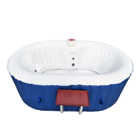 Aleko Spas 2 Person 145 Gallon Oval Inflatable Hot Tub Spa With Drink Tray and Dark Blue Cover by Aleko 655222803979 HTIO2BLD-AP 2 Person 145 Gallon Oval Inflatable Hot Tub Spa With Drink Tray and Dark Blue Cover by Aleko SKU# HTIO2BLD-AP