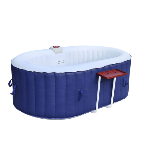 Aleko Spas 2 Person 145 Gallon Oval Inflatable Hot Tub Spa With Drink Tray and Dark Blue Cover by Aleko 655222803979 HTIO2BLD-AP 2 Person 145 Gallon Oval Inflatable Hot Tub Spa With Drink Tray and Dark Blue Cover by Aleko SKU# HTIO2BLD-AP