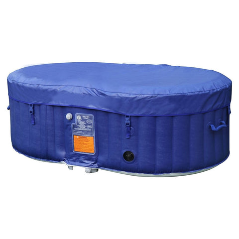 Aleko Spas 2 Person 145 Gallon Oval Inflatable Hot Tub Spa With Drink Tray and Dark Blue Cover by Aleko 655222803979 HTIO2BLD-AP 2 Person 145 Gallon Oval Inflatable Hot Tub Spa With Drink Tray and Dark Blue Cover by Aleko SKU# HTIO2BLD-AP