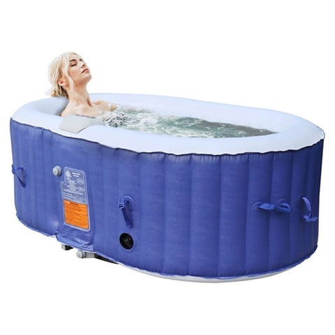 Aleko Spas 2 Person 145 Gallon Oval Inflatable Hot Tub Spa With Drink Tray and Dark Blue Cover by Aleko 655222803979 HTIO2BLD-AP 2 Person 145 Gallon Oval Inflatable Hot Tub Spa With Drink Tray and Dark Blue Cover by Aleko SKU# HTIO2BLD-AP