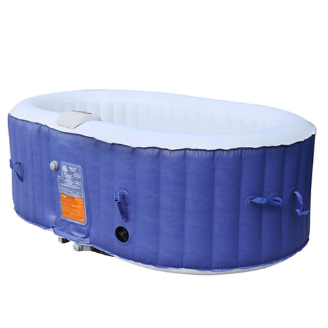 Aleko Spas 2 Person 145 Gallon Oval Inflatable Hot Tub Spa With Drink Tray and Dark Blue Cover by Aleko 655222803979 HTIO2BLD-AP 2 Person 145 Gallon Oval Inflatable Hot Tub Spa With Drink Tray and Dark Blue Cover by Aleko SKU# HTIO2BLD-AP