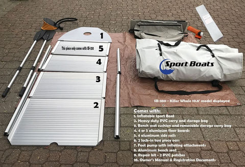 Manta Ray 8.8' Inflatable Fishing Boat | Aluminum Floor Dinghy