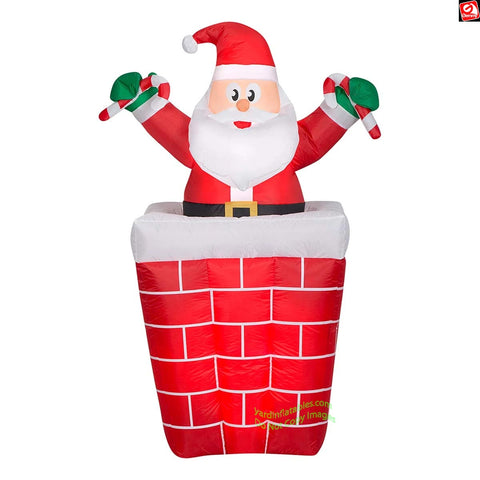 5' Gemmy Airblown Inflatable Animated Christmas Santa Claus In Chimney