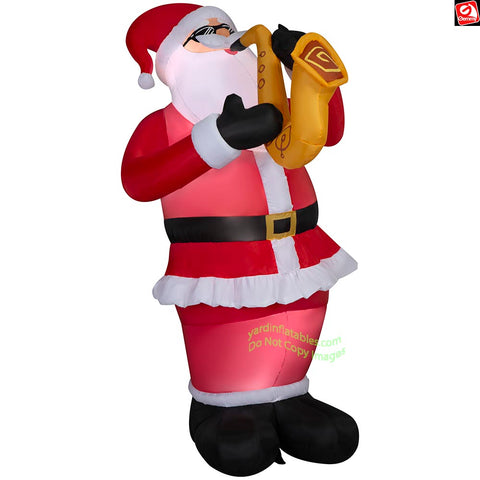 6' Gemmy Airblown Inflatable Animated Christmas Santa Claus playing the Saxophone w/ Sound