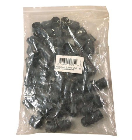 Blow Mold Plastic Folding Chair Tip - 50 Pack - Black