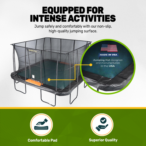 JumpKing 13' x 13' Square Trampoline - Outdoor/Indoor Recreational Trampoline - Large Trampoline and Great Gift for Kids, Adults, & Family Fun
