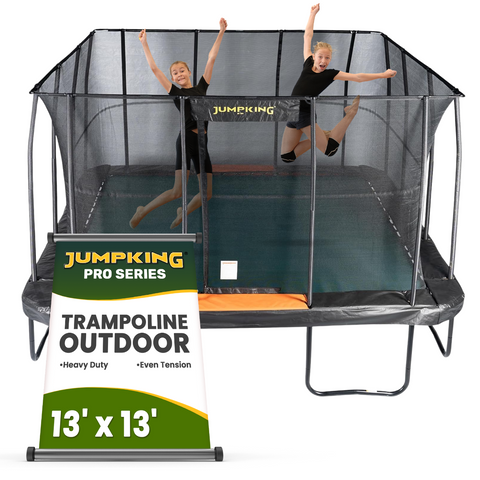 JumpKing 13' x 13' Square Trampoline - Outdoor/Indoor Recreational Trampoline - Large Trampoline and Great Gift for Kids, Adults, & Family Fun