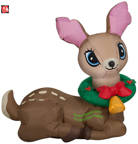 3' Gemmy Vintage Deer w/ Wreath