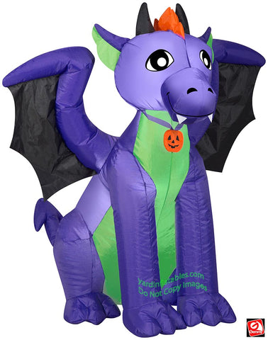 4' Gemmy Airblown Inflatable Halloween Purple & Green Baby Dragon