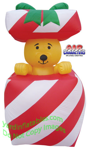 5' Air Blown Inflatable Bear In Christmas Present
