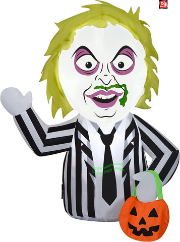 3' Gemmy Airblown Inflatable Halloween Car Buddy Beetlejuice w/ Treat Sack