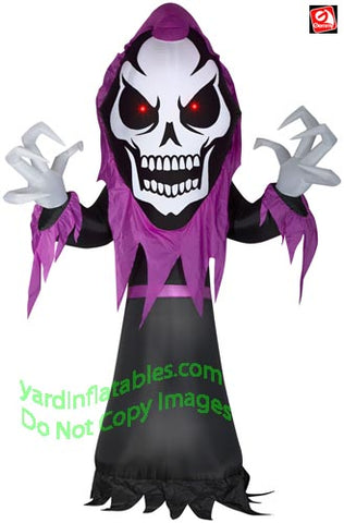 10.5' Gemmy Airblown Inflatable Giant Head Skeleton Reaper w/ Red Eyes