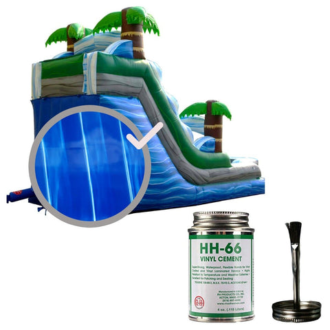 Moose Supply Inflatable Bounce House Vinyl Repair Kit, Blue Marble with 4 oz. HH66 Glue