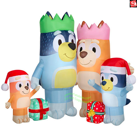 7.5' Gemmy Airblown Inflatable Christmas Bluey Family Scene w/ Presents