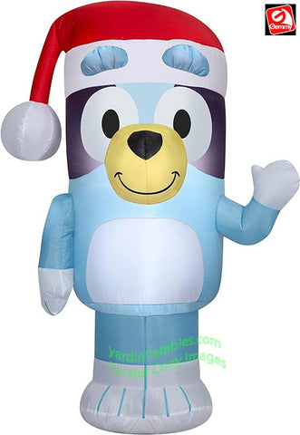 3.5' Gemmy Airblown Inflatable Christmas Bluey In Santa Hat