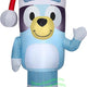 3.5' Gemmy Airblown Inflatable Christmas Bluey In Santa Hat