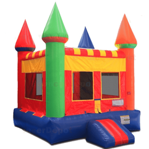 15'H Rainbow Castle Moon Bounce by Bouncer Depot Inflatable SKU #1019