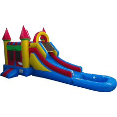 Bouncer Depot Water Parks & Slides 15'H Bright Wet n Dry Compact Castle Combo Jump House by Bouncer Depot 781880295204 MC026P 15'H Bright Wet Dry Compact Castle Combo Jump House Bouncer Depot 