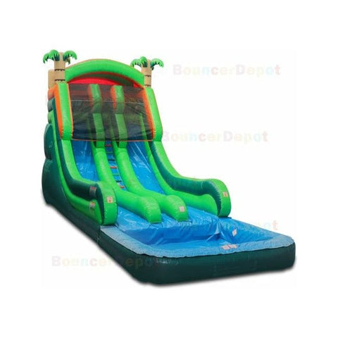 Bouncer Depot Water Parks & Slides 18'H Double Lane Tropical Wet Dry Slide by Bouncer Depot 781880221005 2090 18'H Double Lane Tropical Wet Dry Slide by Bouncer Depot SKU# 2090