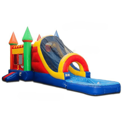 15'H Wet Dry Rainbow Castle Combo With Pool by Bouncer Depot SKU#3001P