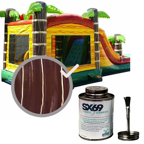Moose Supply Inflatable Bounce House Vinyl Repair Kit, Brown Marble with 4 oz. SX69 Glue