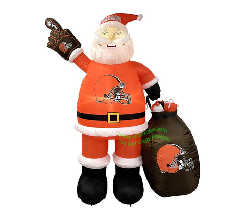 7' Air Blown Inflatable NFL Cleveland Browns Santa Claus
