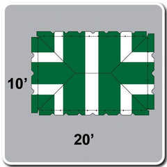 10' x 20' West Coast Frame Party Tent Top - Green and White